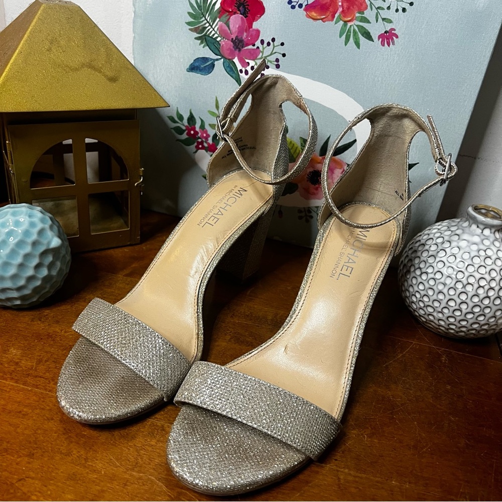 Michael Shannon Sparkle Block Heel Sandals – Size 9